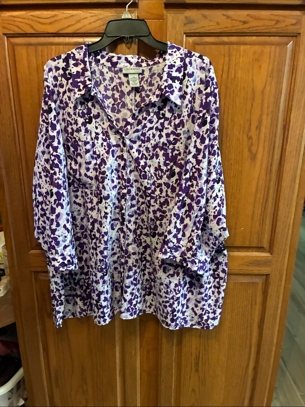 Catherine’s Purple Print Button-Front blouse size 3X